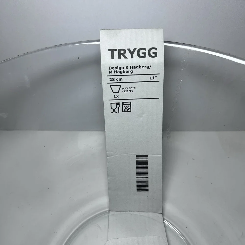 IKEA TRYGG Serving Bowl Clear Glass, 28cm Salad Dessert Popcorn Punch
